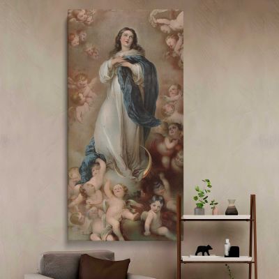 The Immaculate Conception with Cherubs Canvas Wall Art Print