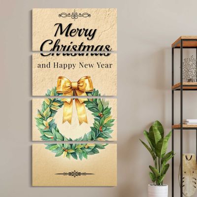 Merry Christmas Wreath Canvas Wall Art Print