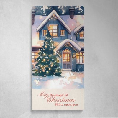 Snowy Christmas House Canvas Wall Art Print
