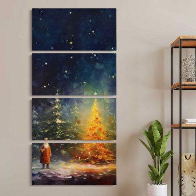 Impressionist Christmas Trees Canvas Wall Art Print
