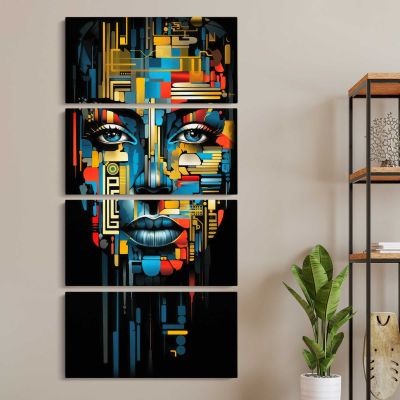 Colourful African Woman Abstract Portrait Canvas Wall Art Print