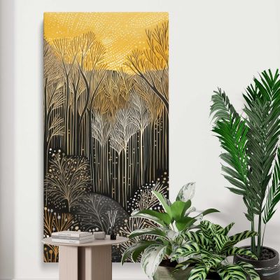 Gold and Silver Forest Pattern Canvas Wall Art Print