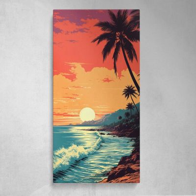 Tropical Beach Sunset Canvas Wall Art Print