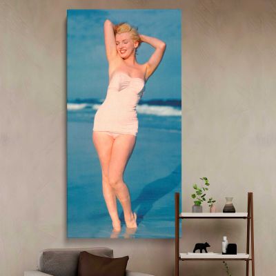 Marilyn Monroe Beach Portrait Canvas Wall Art Print