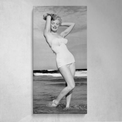 Marilyn Monroe in a White Swimsuit Canvas Wall Art Print
