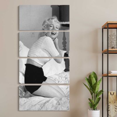 Marilyn Monroe Relaxing in Bed Canvas Wall Art Print