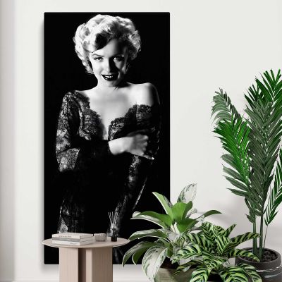 Marilyn Monroe in a Black Evening Dress Canvas Wall Art Print