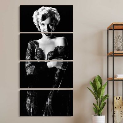 Marilyn Monroe in a Black Evening Dress Canvas Wall Art Print