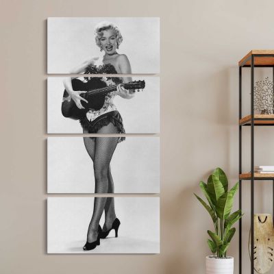 Marilyn Monroe Playing Guitar Canvas Wall Art Print