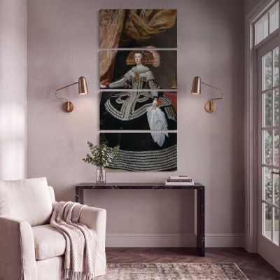 Queen Mariana of Austria by Diego Velazquez Canvas Wall Art Print
