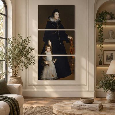 Lady Antonia de Ipenarrieta and Her Son by Diego Velazquez Canvas Wall Art Print