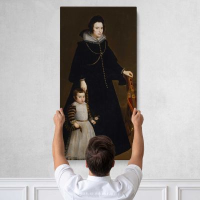 Lady Antonia de Ipenarrieta and Her Son by Diego Velazquez Canvas Wall Art Print
