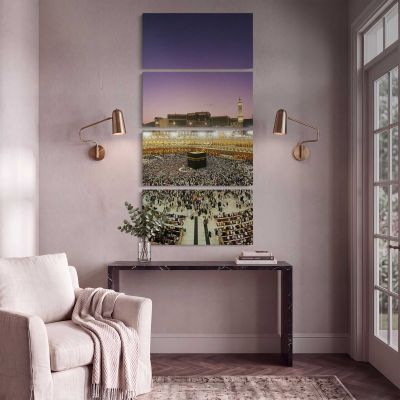 The Kaaba at Night Canvas Wall Art Print