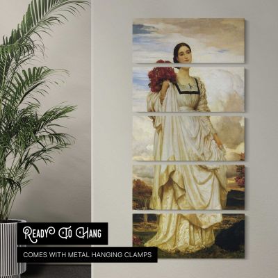 Woman in White in a Mountain Landscape by Frederic Leighton Canvas Wall Art Print