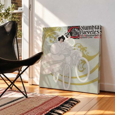 Columbia bicycles. Pope Manufacturing Co Hartford, Conn. 1895 by Will H. Bradley Square Canvas Wall Art