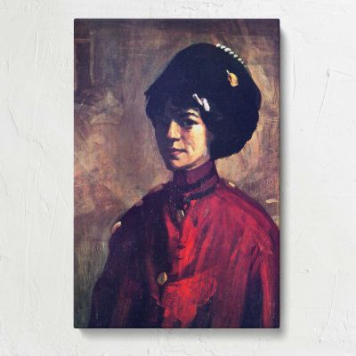 Woman in a Red Jacket and Black Hat by John Sloan Canvas Print