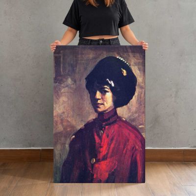 Woman in a Red Jacket and Black Hat by John Sloan Canvas Print