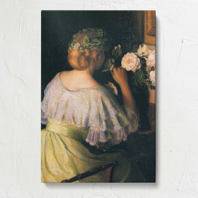 Woman with Flowers in Her Hair by Lilla Cabot Perry Canvas Print