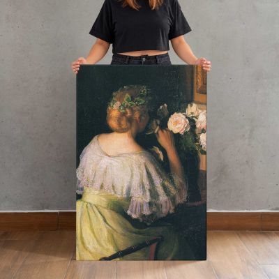 Woman with Flowers in Her Hair by Lilla Cabot Perry Canvas Print