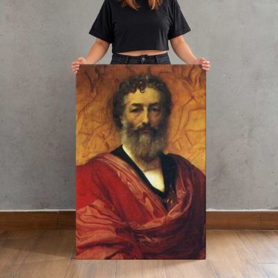 Bearded Man in a Red Robe by Frederic Leighton Canvas Print