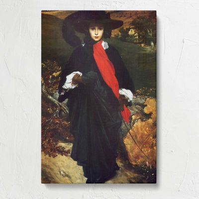 Woman in Black with a Red Scarf by Frederic Leighton Canvas Print