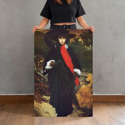 Woman in Black with a Red Scarf by Frederic Leighton Canvas Print