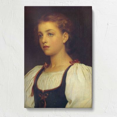 Young Girl in a White Blouse by Frederic Leighton Canvas Print