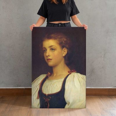 Young Girl in a White Blouse by Frederic Leighton Canvas Print