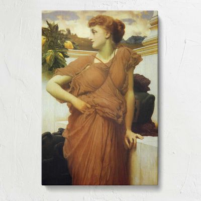 Woman in a Terracotta Dress by Frederic Leighton Canvas Print