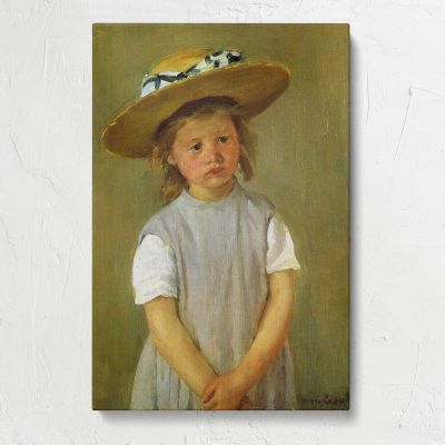Little Girl in a Straw Hat by Mary Cassatt Canvas Print
