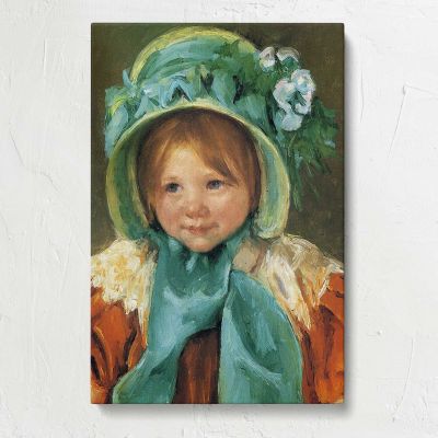 Little Girl in a Green Bonnet by Mary Cassatt Canvas Print