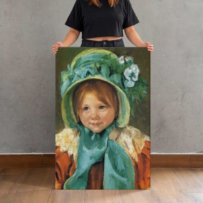 Little Girl in a Green Bonnet by Mary Cassatt Canvas Print