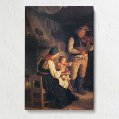 Family beside a Hearth Canvas Print
