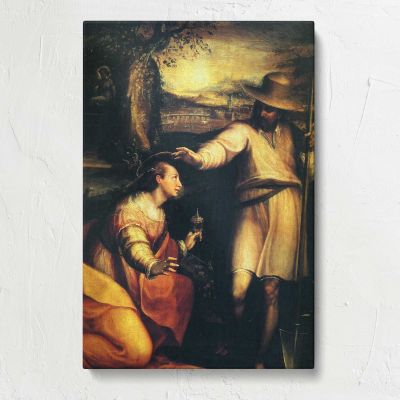 Classical Figures beside a Fountain Canvas Print
