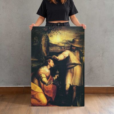 Classical Figures beside a Fountain Canvas Print