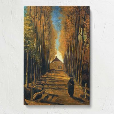 Tree-Lined Avenue in Autumn by Vincent Van Gogh Canvas Print