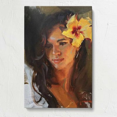 Woman with a Yellow Flower in Her Hair by Daniel Gerhartz Canvas Print