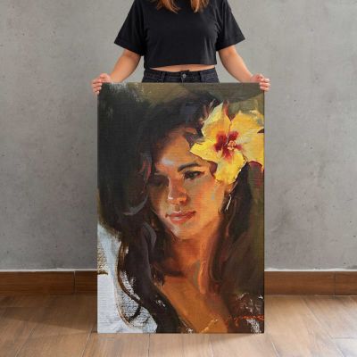 Woman with a Yellow Flower in Her Hair by Daniel Gerhartz Canvas Print