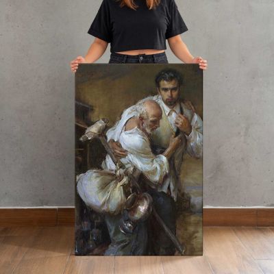 Men Tending a Wounded Figure by Daniel Gerhartz Canvas Print