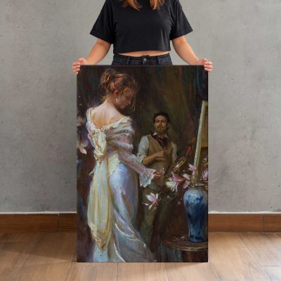 Women Arranging Flowers by Daniel Gerhartz Canvas Print