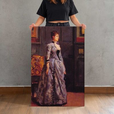 Portrait of a woman in blue by Alfred Stevens Canvas Print