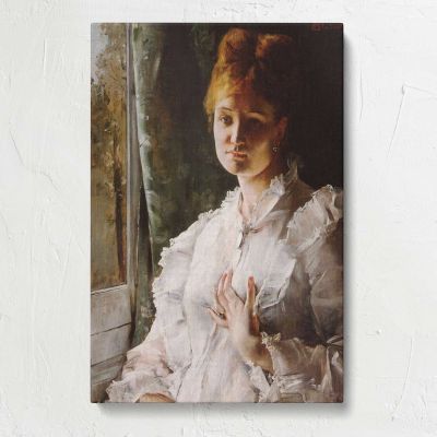 Portrait of a Woman in White by Alfred Stevens Canvas Print