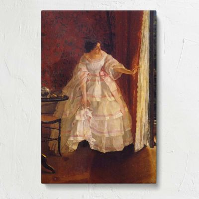 Lady at a Window Feeding Birds by Alfred Stevens Canvas Print