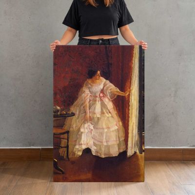 Lady at a Window Feeding Birds by Alfred Stevens Canvas Print