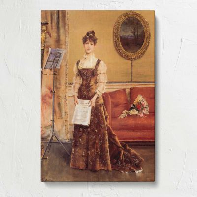 Le Femme a la Harpe by Alfred Stevens Canvas Print