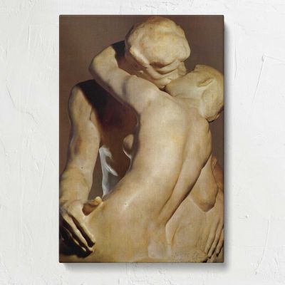 The Kiss detail from behind by Auguste Rodin Canvas Print