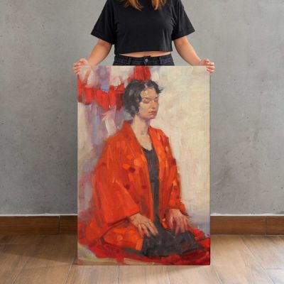 Sara in a Red Kimono by Aaron Coberly Canvas Print