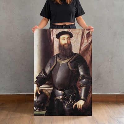 Portrait of Stefano IV Colonna by Agnolo Bronzino Canvas Print