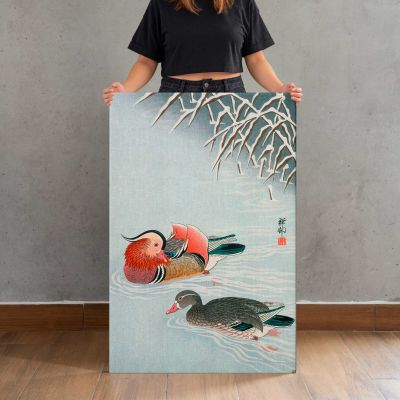Mandarin Ducks in Snow by Ohara Koson Canvas Print