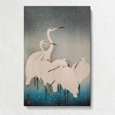 Egrets in Snow by Ohara Koson Canvas Print